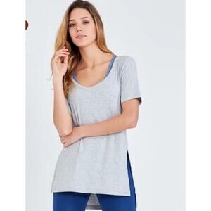 UNIQUELY Lorna Jane Women's Criss Cross Ribbed Soft Open Back Shirt Size XL Gray